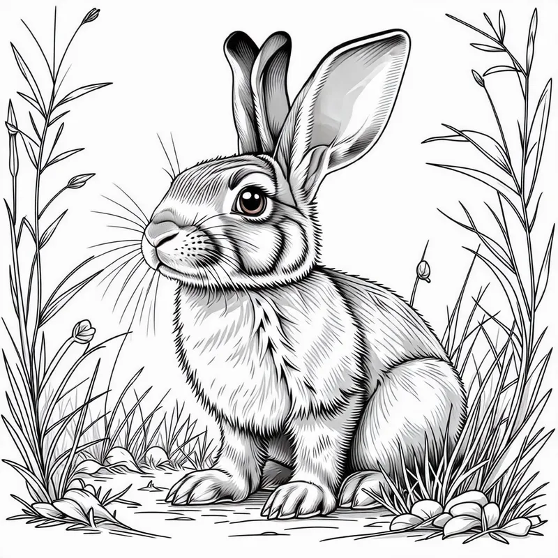Hare Coloring Page for Kids | Printable Activity Hare Coloring Page for Kids | Printable Activity