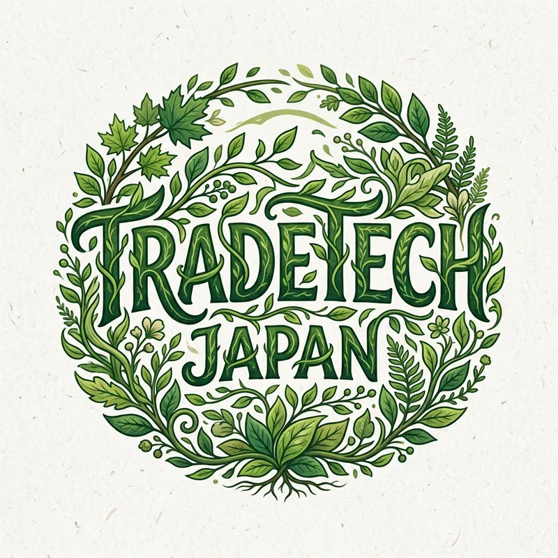 TRADETECH JAPAN Lettering Logo Design with Nature Elements