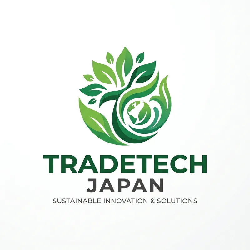 TRADETECH JAPAN Lettering Logo with Natural & Green Elements