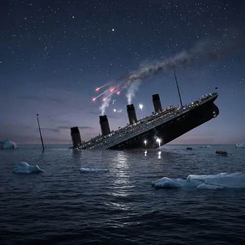 Titanic Sinking - Tragic Twilight Descent into the Deep