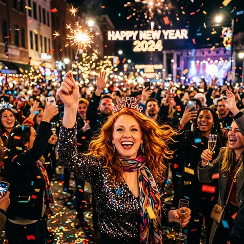 Cheerful Woman Wishing Happy New Year | Festive Celebrations