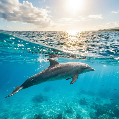 Graceful Dolphin Swimming in Clear Blue Waters