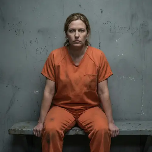 Athletic Celebrity Lookalike in Orange Jumpsuit: Stoic Defiance