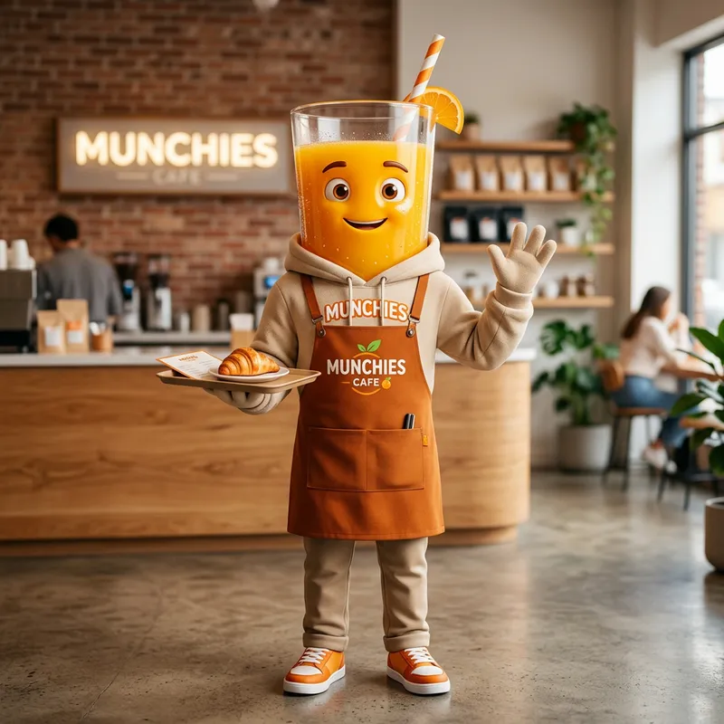 Premium Cafe Mascot Design for Munchies Premium Cafe Mascot Design for Munchies