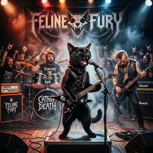 Cat in Metal Band: Rocking Feline Musicians