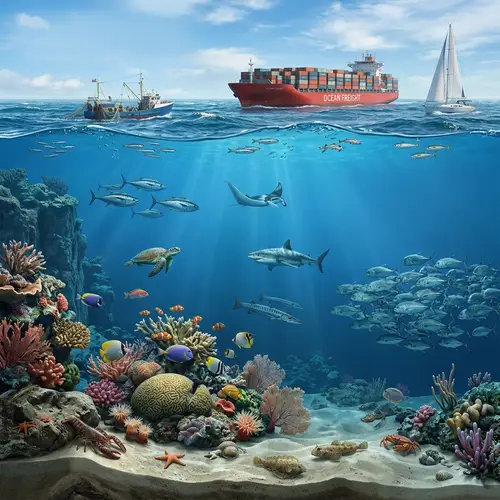 3D Ocean Cross-Section Rendering for Text Overlay