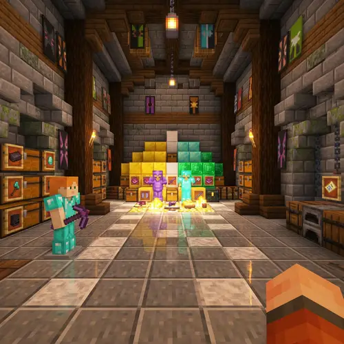 Minecraft Treasure Room with Stone and Wood