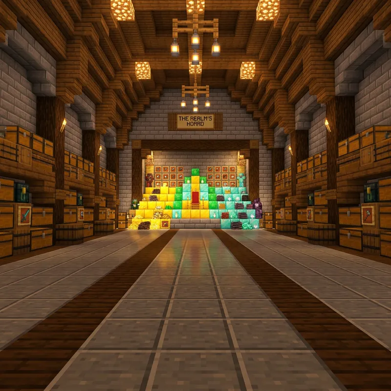 Expansive Stone and Wood Treasure Room for Minecraft