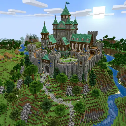 Vast Medieval Castle in Minecraft 1.20 with Copper Roofs