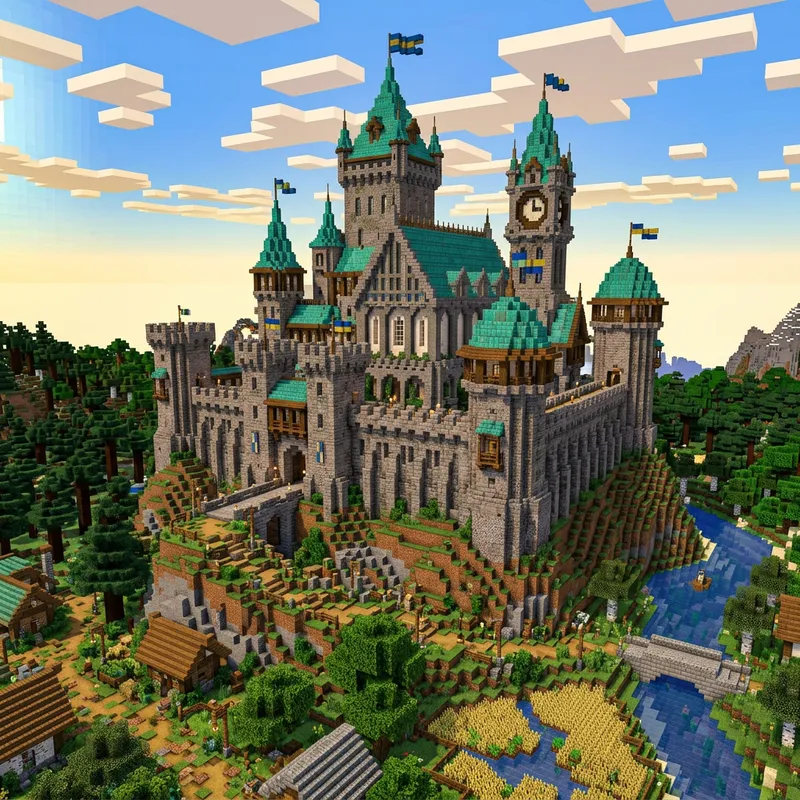 Impressive Minecraft Castle with Copper Roofs