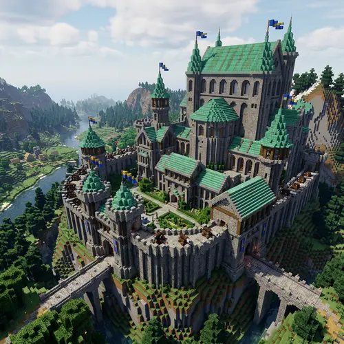 Modern Medieval Romanesque Castle in Minecraft
