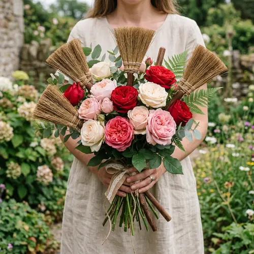 Roses and Brooms Bouquet | Floral Arrangement