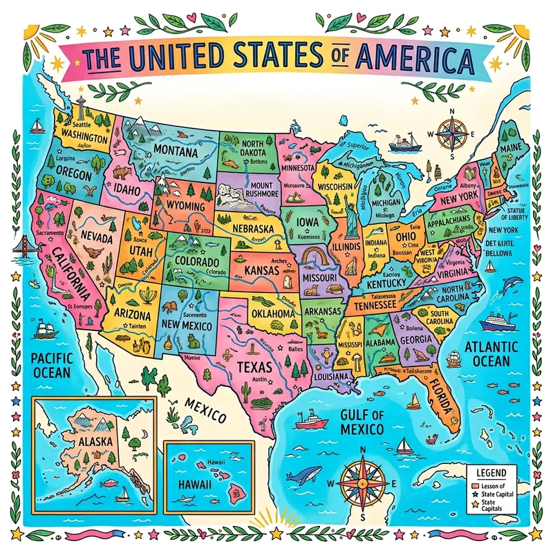 Intricate USA Map | Optimistic State Borders