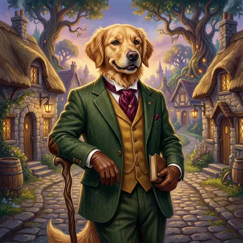 Whimsical Dog in Tailored Suit - Fantasy Art