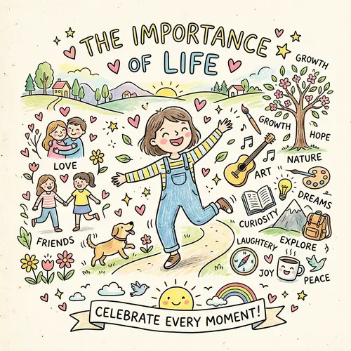 Cute Doodle Art Highlighting Life's Importance