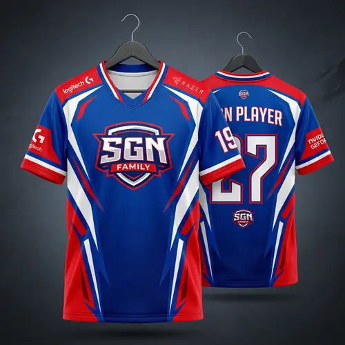 SGN Family Esports Jersey - Blue, Red & White