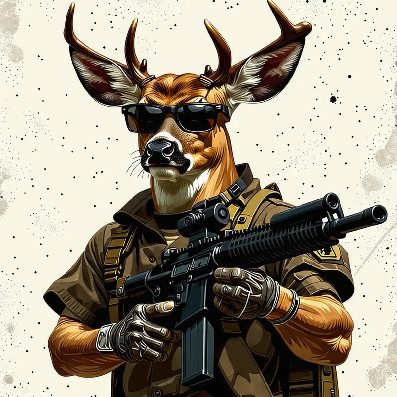 Cool Deer with M4 Weapon – Badass Transformation