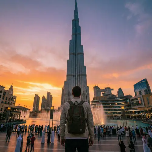 Man Standing Before Burj Khalifa