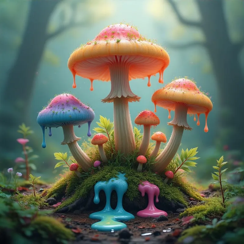 Dreamlike Colorful Plants and Fungi