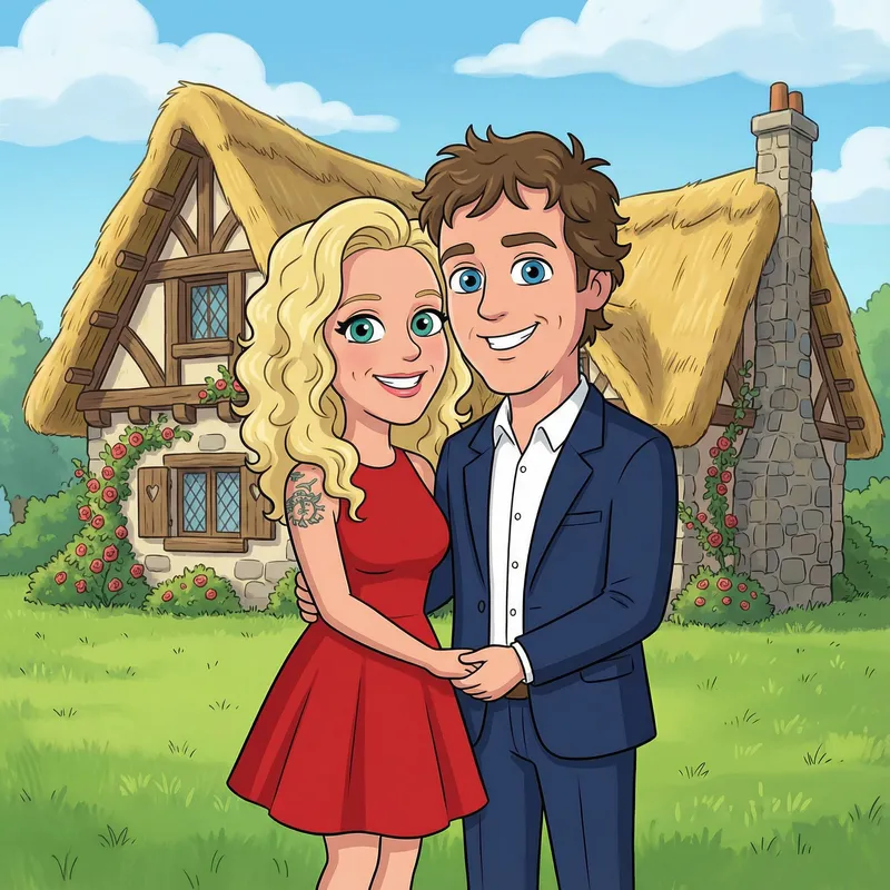 Charming Animated Couple in a Fairy-Tale Setting Charming Animated Couple in a Fairy-Tale Setting