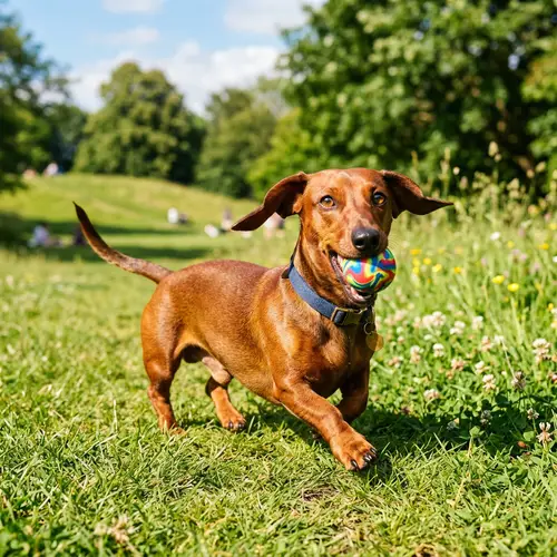 Beautiful Dachshund Playing in Sunny Park