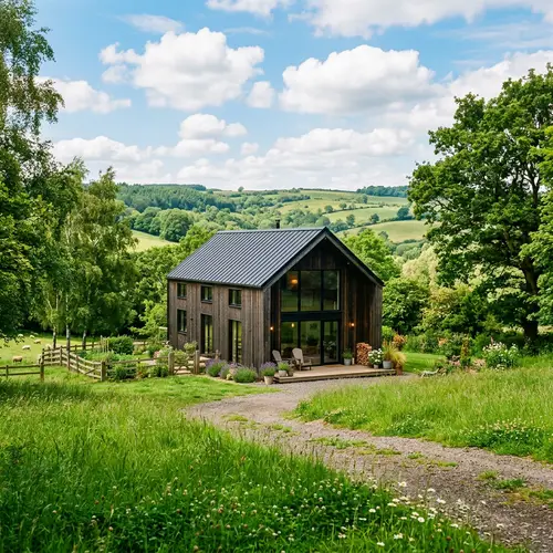 Barnhouse Style Panel-Frame House in Serene Landscape