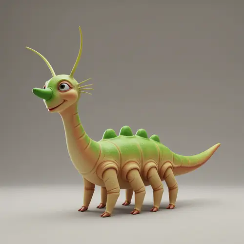 Colorful Alien with Green Humps and Red Nose