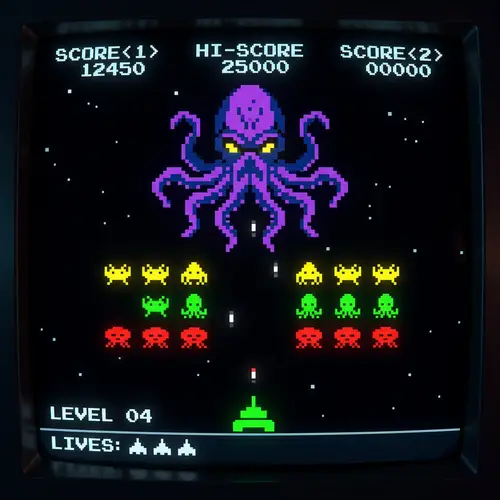 Kraken Space Invaders Art | Unique Gaming Decor