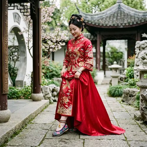 Traditional Chinese Qipao Dress with Elegant Skirt Lift