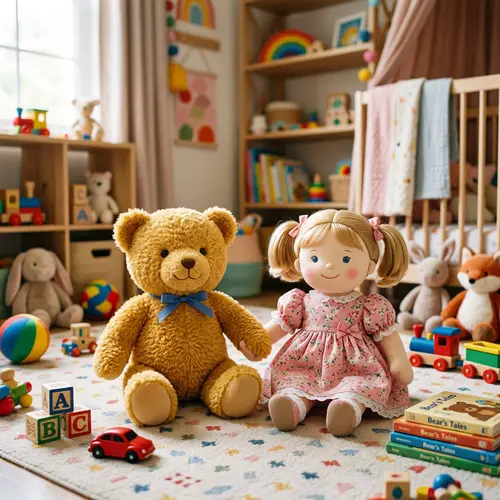 Teddy Bear and Doll Holding Hands - Adorable Moments
