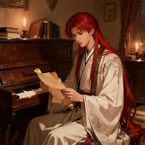 Elegant Fanart of a Young Man in Traditional Attire