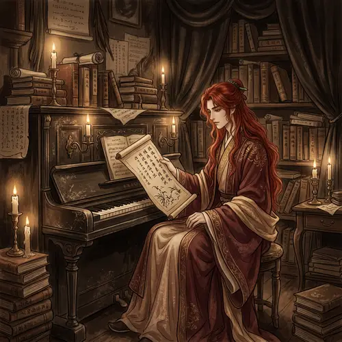 Elegant Fanart of a Young Man in Traditional Attire