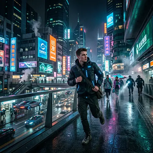 Futuristic Cyberpunk City: Intense Action in Vibrant Neon Colors