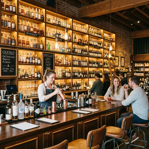 Aesthetic Liquor Store Bar with Service Counter