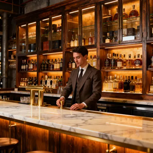 Aesthetic Liquor Store Bar with Service Counter