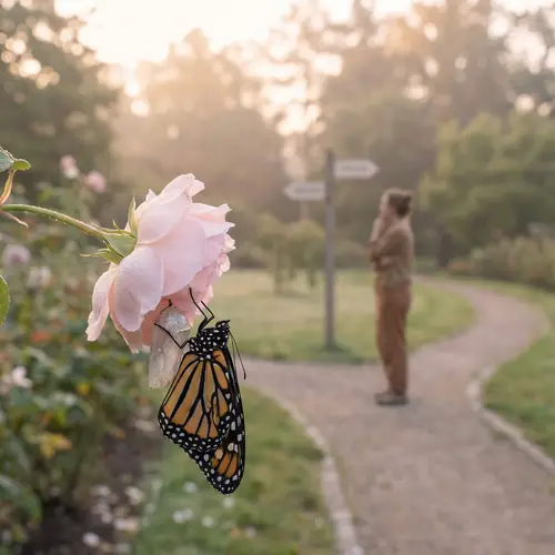 Butterfly Emerging: A Serene Garden Transformation
