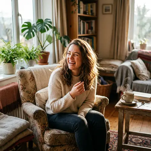 Joyful Laughter in a Cozy Room