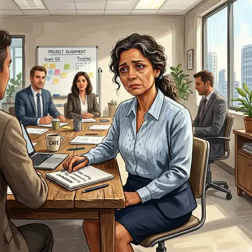 Reluctant Yes Illustration | Corporate Setting Artwork