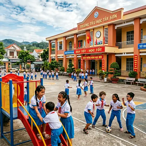 Elementary School in Tay Son Town: Diverse Children's Interaction