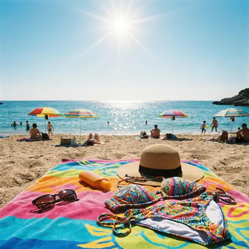 Summer Beach Day: Sunny Skies, Crystal Blue Ocean & Colorful Vibes