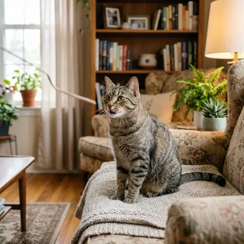 Comfortable Cat in Natural, Domestic Setting
