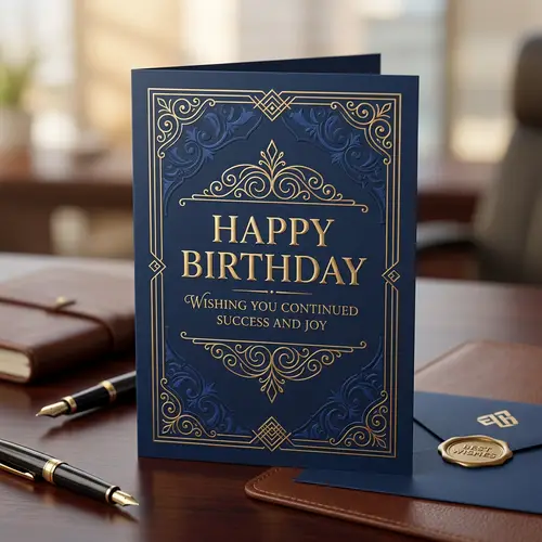 Sophisticated Blue Birthday Card for Professional Clients