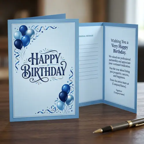 Professional Blue Birthday Card Design