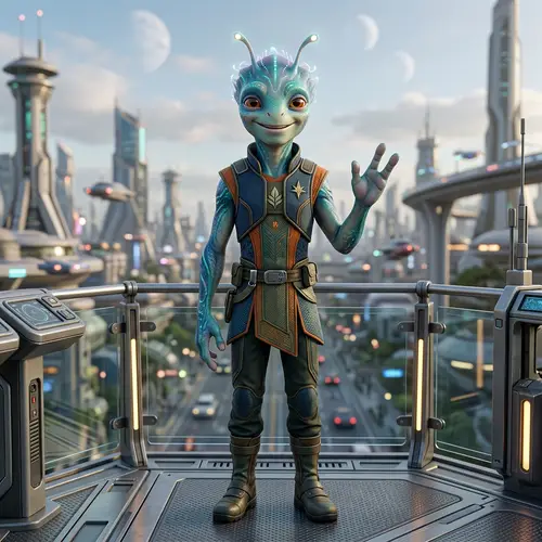 Friendly Realistic Alien Character Image