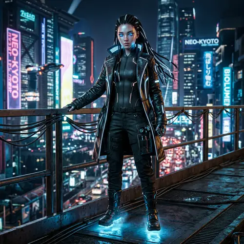 Futuristic Tech Fashion: Neon Biolenses & Nanofabric Gear