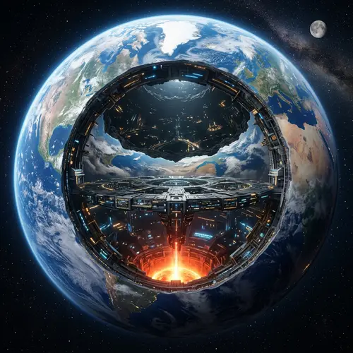 Surreal Earth: A Peek Inside a Circular Hole