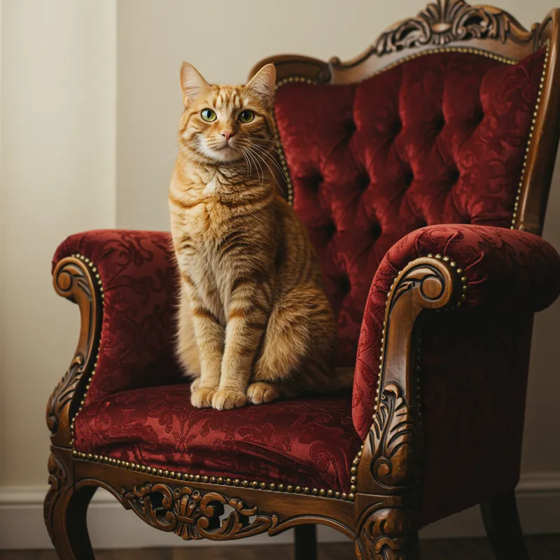 Charming Cat Sitting on a Chair