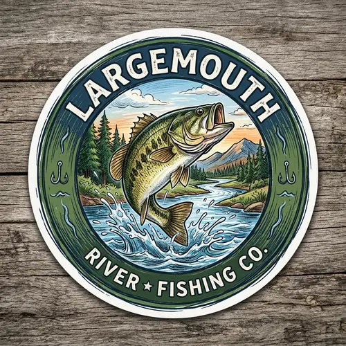 Largemouth Jumping River Logo Sticker Design
