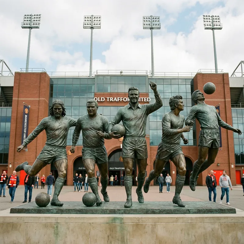 Iconic Manchester United Legends Statue at Stadium