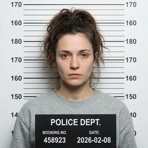 Realistic Mugshot of a 27-Year-Old Woman